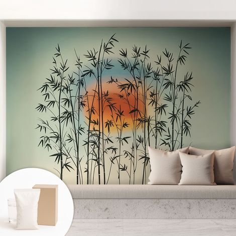 Papier peint intissé décoratif pour salon chambre et cuisine Facile à poser avec colle Coucher de soleil harmonieux 208x146 cm (1/5)