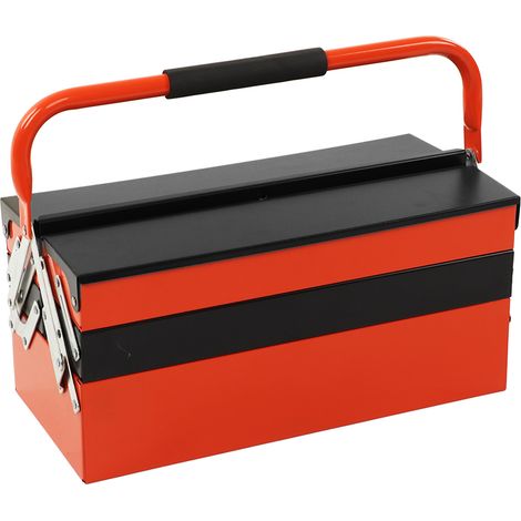 Boîte à outils métallique pliable 3 couches, type cantilever, 5 plateaux, rangement multifonctionnel portable. (1/5)