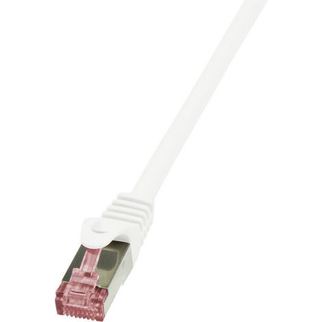 LogiLink CQ2111S RJ45 Patchkabel CAT 6 S/FTP 20.00 m Weiß Flammwidrig, mit Rastnasenschutz 1 St.