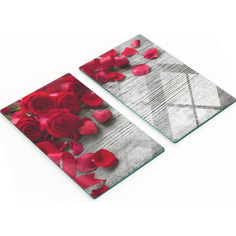 Taglieri decorativi in vetro temperato con rose rosse, 2x30x52 cm (1/5)