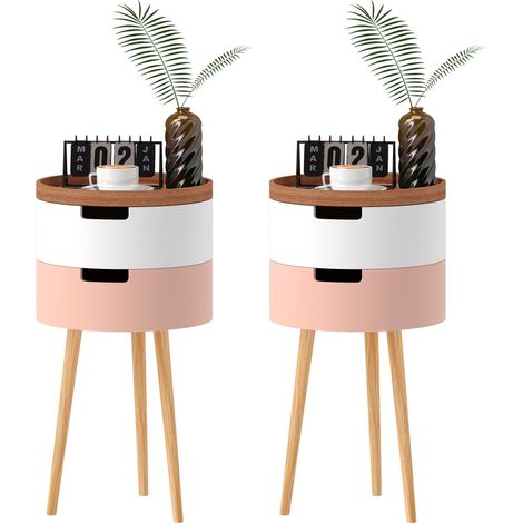 Ensemble de 2 tables basses à 3 niveaux avec 2 compartiments de rangement et plateau, multicolores idéal pour salon, chambre à coucher ou bureau facile à assembler avec instructions incluses