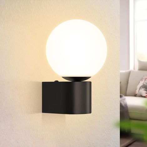 ZMH Applique murale moderne de salon à l'intérieur : lampe de couloir en noir et blanc, éclairage mural de salle de bain, boule de verre avec douille G9 max 40 W pour chambre à coucher, escalier. (1/5)