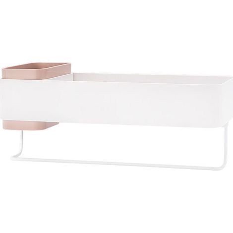 Étagère de salle de bain sans perçage Étagères flottantes Support de rangement mural for shampoing, gel douche, étagère à serviettes (1/4)