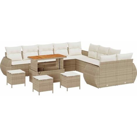 Maison Exclusive - Set Divano da Giardino con cuscino 14 pcs beige e panna