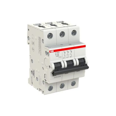 Disjoncteur ABB S203L 3P, 32A, pouvoir de coupure 6 kA ( Prix pour 1 )