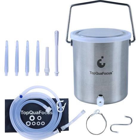 Stainless Steel Enema Bucket Kit, 2 Litre, 13.5 cm Tips for Men and Women (2L Enema Bucket) (1/5)