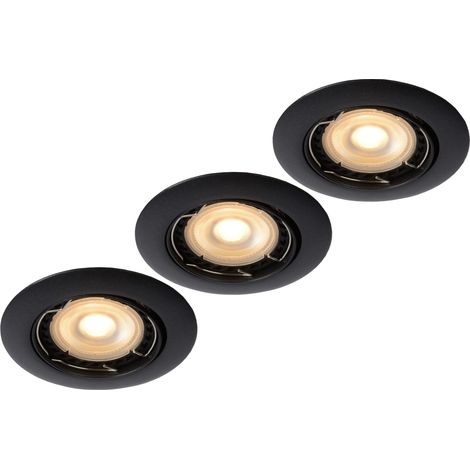 Set 3 spots encastrés Lucide Focus GU10 5W 3000K noirs (1/2)