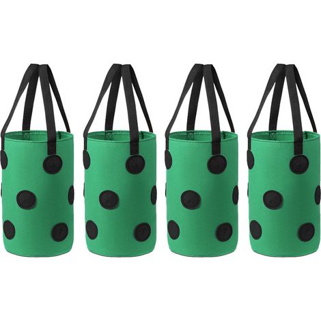 Sac de culture de fraises suspendu, panier suspendu pour plantes à 12 trous, sac de culture de plantes (points noirs verts) (1/4)