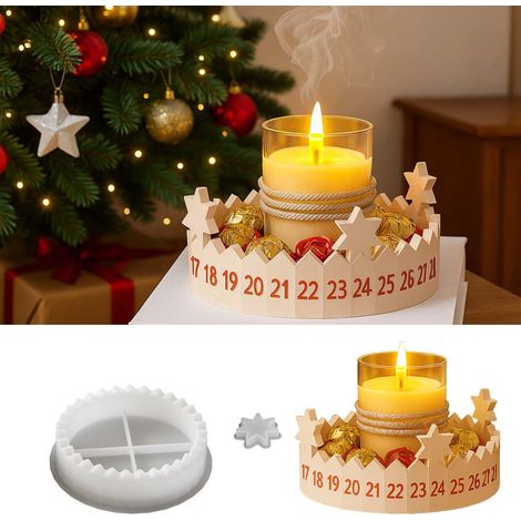Moules en Silicone pour Couronne de l'Avent, Calendrier de l'Avent, Moule Support de Bougie de Noël, pour Bougies de Noël, DIY pour Décoration Festive Cadeaux de Noël (1/5)