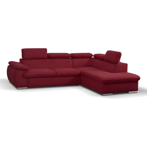 Divano letto angolare con contenitore in tessuto Rosso - Angolo a destra - FABIEN (1/4)