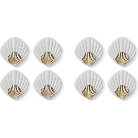 Crochet Adhesif Mural, 8 Pièces Coquille Accroche Torchon Cuisine, Support Mural Auto-Adhésif pour Cuisine, Salle de Bain, Bureau, Placard (1/4)