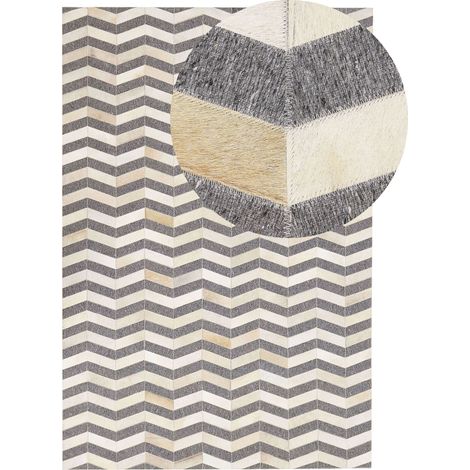 Rug BAGGOZE Dark Grey 140 x 200 cm Leather (1/5)