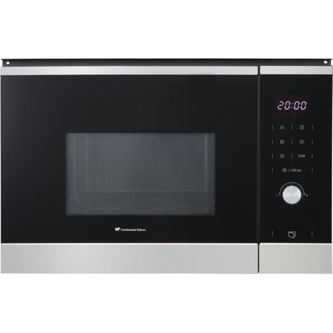 Continental Edison – Micro-ondes encastrable 25L – Noir inox – L59,5 x H38,8 x P40,1 cm – 1450 W – Classe énergétique A