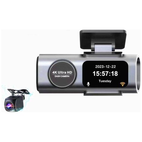 Caméra Embarquée WiFi Avant Arrière 4K+1080P.Dashcam avec Carte SD 64 G. Contrôle par Application.Vision Nocturne. Capteur G. Enregistrement en Boucle. WDR (1/5)