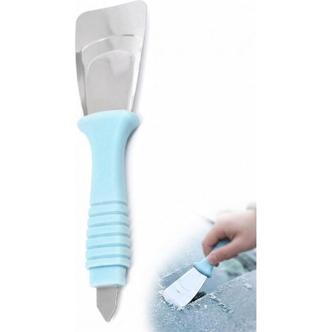 Dégivreur Congélateur 1 Pièce Acier Inoxydable Double Tête, Grattoir à Glace pour Frigo, Décongélation Rapide sans Rayure Maison (1/4)