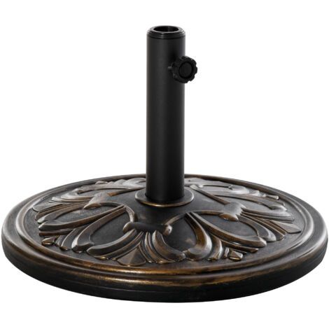 Pied de parasol 13 kg, compatible avec les mâts de parasol de 35 mm, 38 mm et 48 mm de diamètre, pour jardin et balcon, finition bronze antique (1/5)