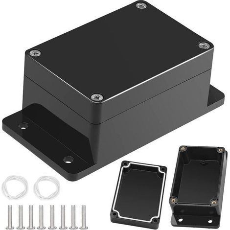 [JAMAIS UTILISÉ]2 PCS Boîtes de Jonction Électriques Étanche Boîtiers Électroniques en Plastique Noir Boîte Dérivation de Connexion de Câblage DIY pour Projet Élect (1/4)