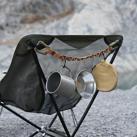 Sangle de rangement multifonctionnelle pour tente, avec crochets, couleur sable, taille L. (1/5)