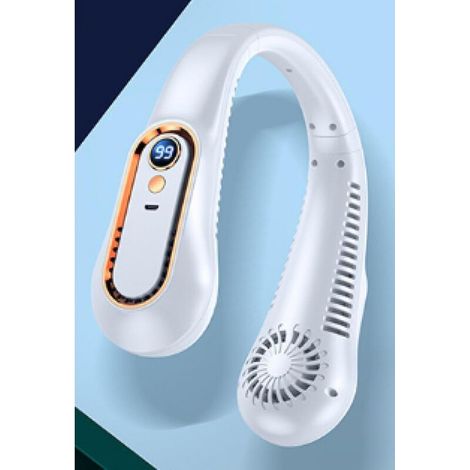 Ventilateur De Cou Usb Rechargeable Mini Numérique Portable Leaf Free Fan (blanc) (1/5)