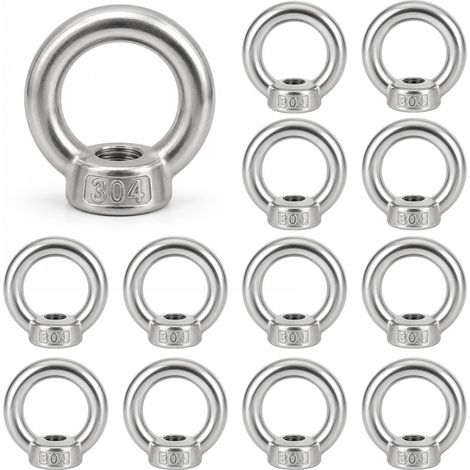 Lot de 12 écrous à anneau M8, vis à œillet en acier inoxydable 304 (1/5)