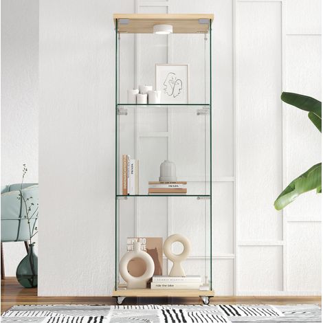 Mobile vetrina con LED in vetro e MDF naturale OKMYHOME (1/5)