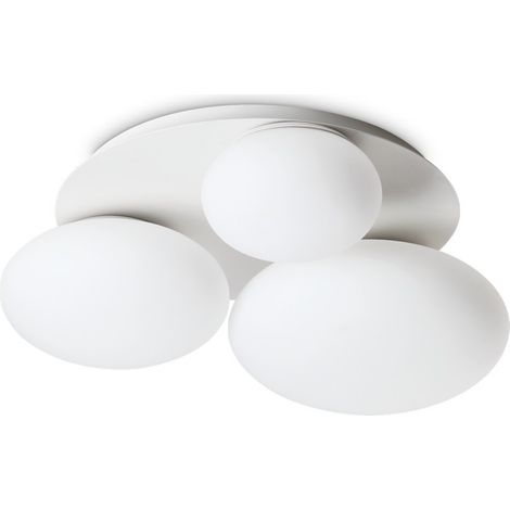 Ideal Lux NINFEA 3-flammige runde DecoratiGlass-Deckenleuchte Weiß