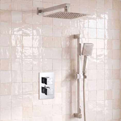 Signature Square Dual Concealed Mixer Shower with Shower Kit + Fixed Head - Chrome (1/5)