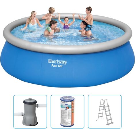 Piscine gonflable Bestway Fast Set - 457 x 122 cm - Ronde - Avec pompe filtrante + échelle de piscine (1/5)