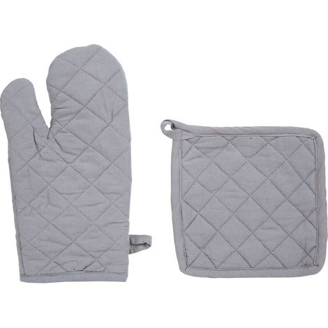 Gant et manique coton gris H30cm - Atmosphera créateur d'intérieur (1/4)