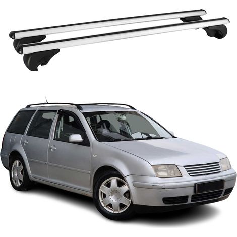 OMAC Aluminium Dachträger Querträger für VW Bora Variant 1999-2005 – TÜV / DIN 75302:2019 – Abschließbar – Max. 75 kg – 2 Stangen Silber (1/5)
