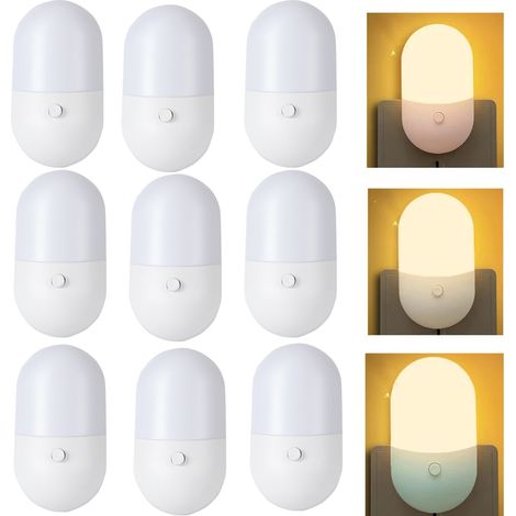 Juego de 9 luces nocturnas LED con control de inducción, enchufe europeo, para dormitorio, baño, escalera y pasillo. (1/5)