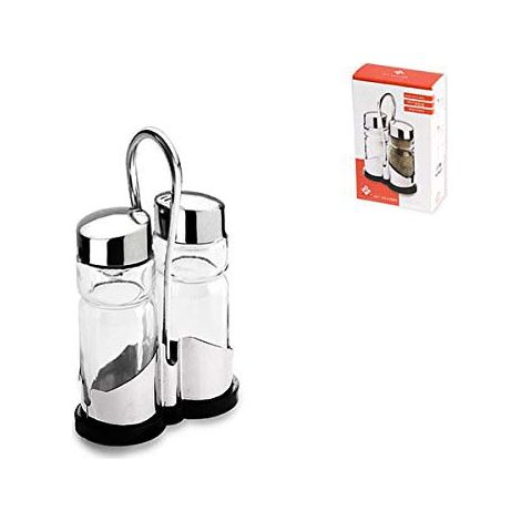 Set sale e pepe in vetro Home con supporto
