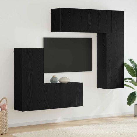 TV-Wandmöbel 5 pcs Schwarz Eichen-Optik Holzwerkstoff (1/5)