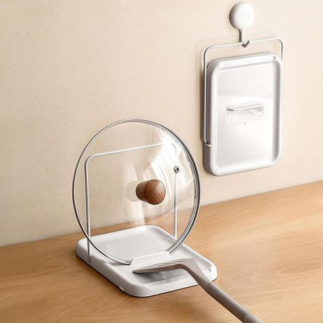 Range Couvercle Pliable, Porte Couvercle Cuisine, Convient aux Couvercles de 16 à 34 cm, Durable Support Couvercle Casserole, Facile à Nettoyer Repose Cuillère Cuisine, Rangement Casserole (1/5)