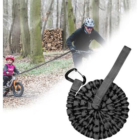 Cuerda de remolque para bicicleta infantil, elástica, universal y duradera, para bicicletas, bicicletas eléctricas y adultos, color negro (3 m, hasta 225 kg)