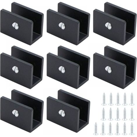 Lot de 8 supports de fixation pour étagères, fixation murale robuste pour verre (pince 8-10 mm) (1/4)