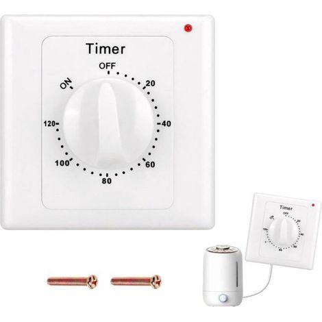 Minuterie Mécanique 120 Minutes, Prise Programmable pour Ventilation ou Éclairage, Blanc (1/5)