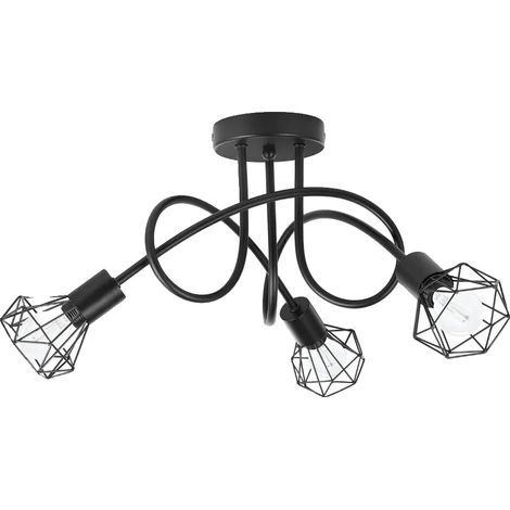 Faretto da soffitto a 3 luci, regolabile per adattarsi a diversi ambienti, colore nero, lampadina non inclusa. (1/2)