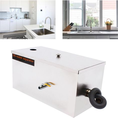 Separatore olio per acque reflue, in acciaio inox commerciale, separator grasso da cucina, filtro antigrasso con filtro e valvola di scarico dell'olio, design a cinque livelli 0,8 m3/h