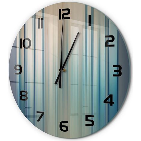 Horloge Murale Ronde Classique en Verre Silencieuse Design Élégant pour Salon Rayures bleues fi 60 cm (1/5)