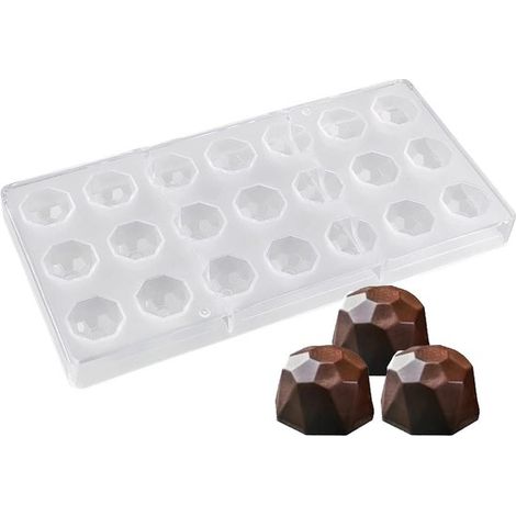 Schokoladenformen mit 21 Mulden und Antihaftbeschichtung aus transparentem Polycarbonat zur Herstellung von Bonbons, Gelee und Schokolade. (1/5)