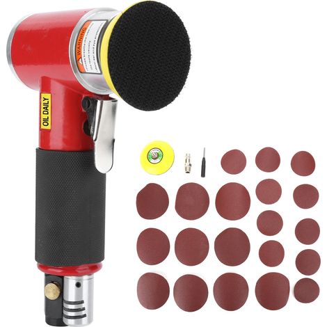 Mini ponceuse pneumatique rouge avec papiers abrasifs pour automobile, polisseuse excentrique à air comprimé