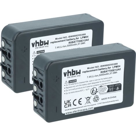 vhbw 2x Batterie remplacement pour Autec R0BATT00E12A0, LPM04 pour opérateur télécommande industrielle (5000mAh, 7,4V, Li-polymère)