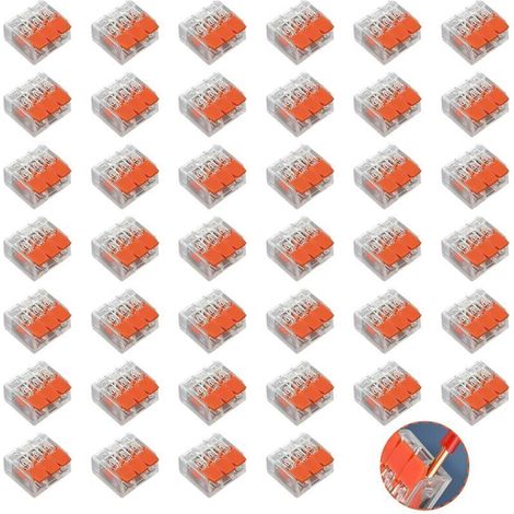 40 PCS Bornes de Connexion, Connecteur Electrique 4.0 mm² Orange Type Quick Plug-in Terminals Compacts Rapide Cosses Transparent Modèle Compact Bornes de Lustre pour Câblage Domestique et Automobile (1/5)