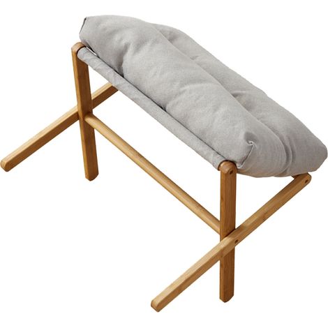 Klappbarer Hocker mit modernen Beinen, multifunktionale Fußstütze, weiches Kissen für Wohnzimmer, Schlafzimmer, Büro, Grau (1/5)