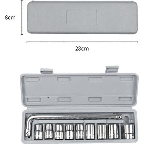 10-teiliges 1/2-Zoll-Steckschlüssel-Set 8-21 mm Autoreparatur-Werkzeugset, mechanische Steckschlüssel-Kombination