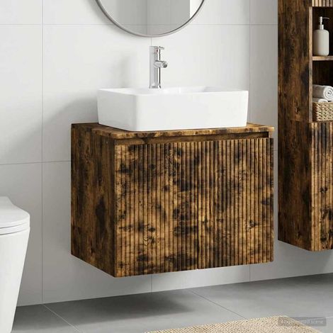 vidaXL Set di mobili per il bagno Rovere Fumo Legno ingegnerizzato (1/5)
