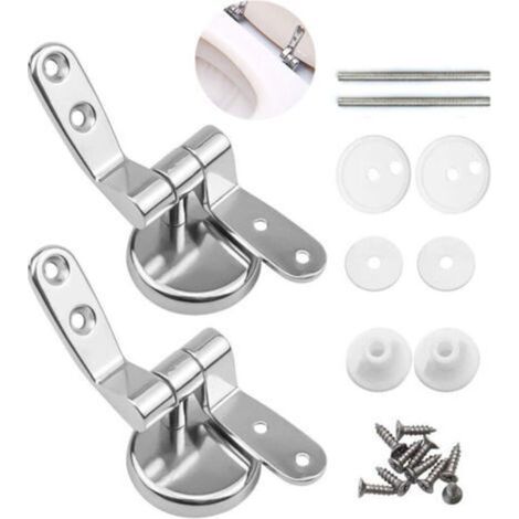 Attaches Charnière Abattant WC, Lot de 2 Charnières de Rechange pour Lunette de Toilette avec Fixations en Alliage de Zinc (1/5)