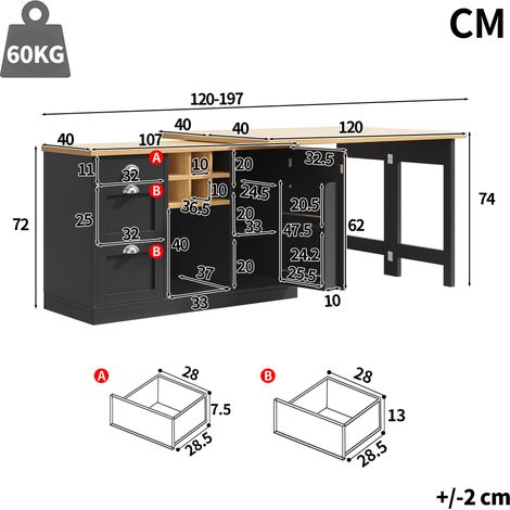 Table bar multifonctionnel avec rangement, îlot de cuisine extensible, porte-bouteilles et tiroir, poignées métalliques, table pliante pivotante à 360°, chariot de service pour petits espaces, noir (1/5)