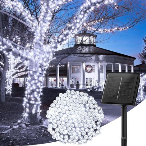 Outdoor Solar Light String - 20m 200 LED String, alimenté par l'énergie solaire, 8 modes d'éclairage, imperméable à l'eau Yard Light, blanc pur (1/4)